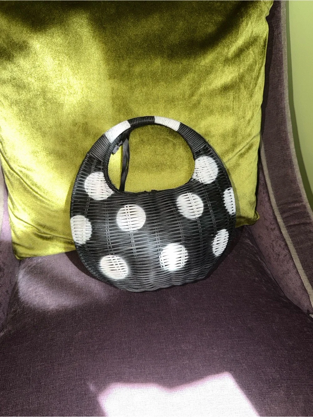 kate spade Black and White Polka Dot Mini Woven Bag
